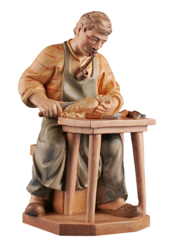 Schnitzer, Höhe 6,5 cm coloriert,  Holzfigur, Kunstgewerbeartikel - kein Kinderspielzeug